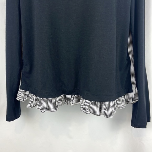 Kate Spade‎ Broome Street Blouse Mixed Media Ruffle Hem Striped Top Size M - Picture 5 of 9